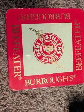 Burrough's Beefeater Red Metal Storage Tin